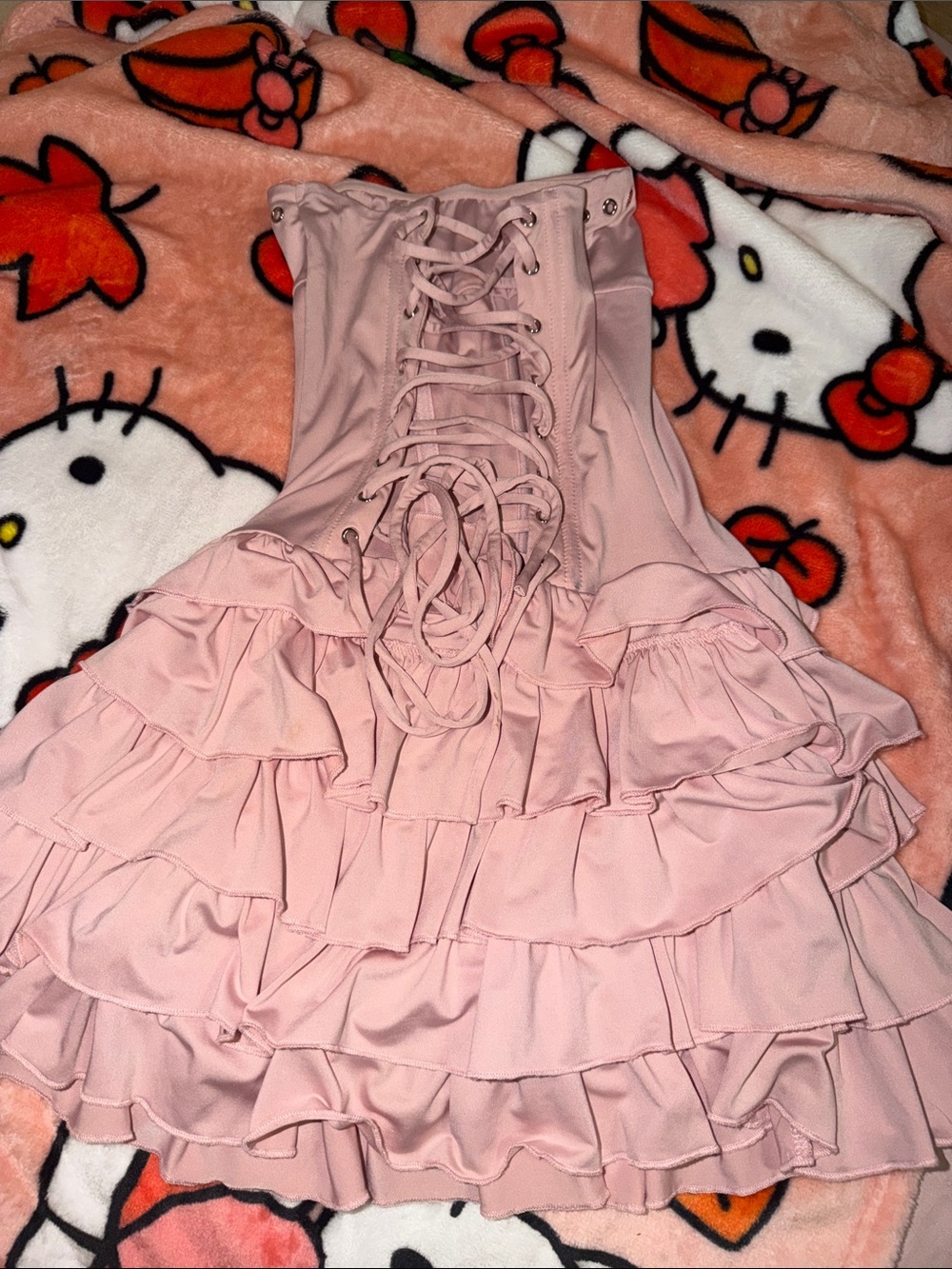 Pink Ruffled Strapless-OUTCAST - Picture 2 of 3